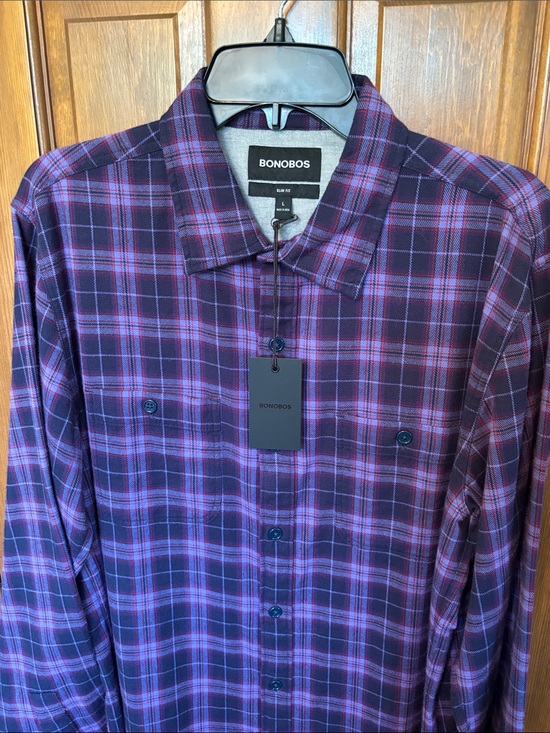 Bonobos Other - Bonobos Men's Slim Fit Purple Plaid Button-Up Shirt Size L